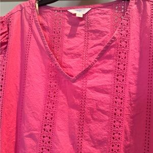 Time and Tru Women's Short Sleeve Eyelet Dress, Size XL 16-18 in stunning pink.